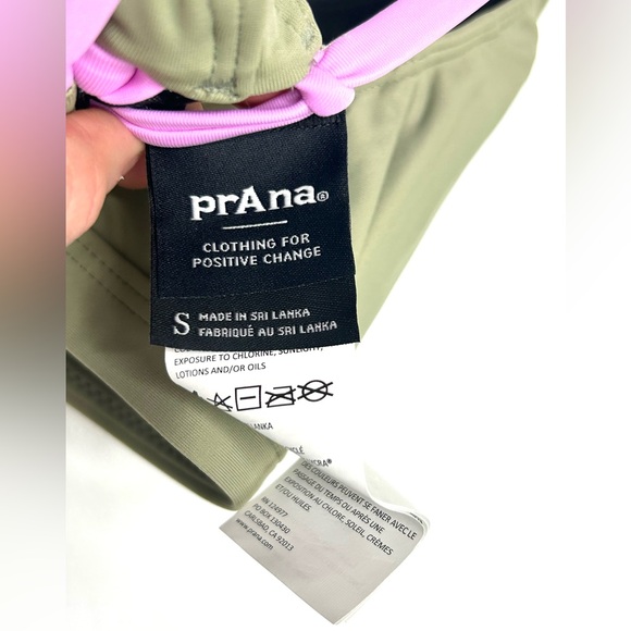 prAna Tulum Bikini Top in Green/Black/Pink – Size S - Picture 5 of 6